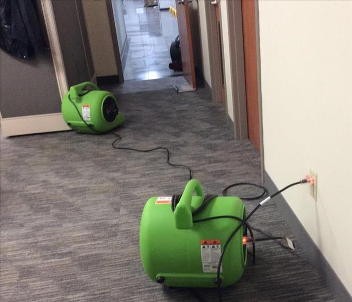 Air movers in a business lobby