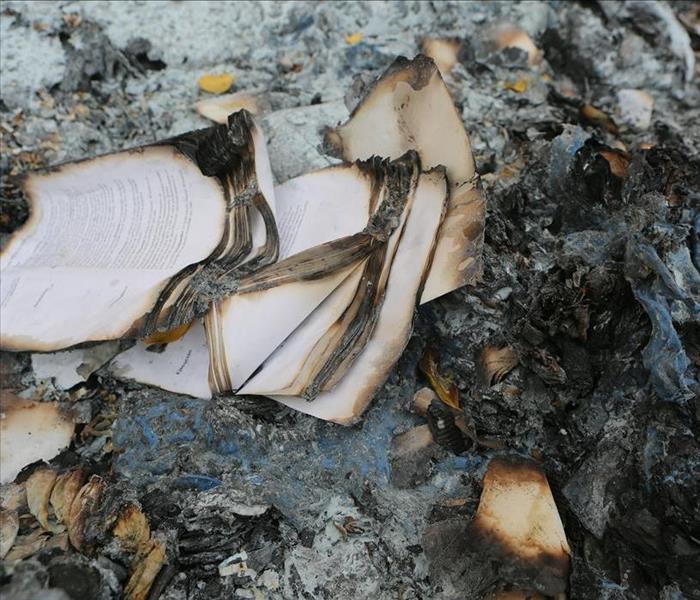 Papers charred by fire